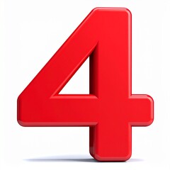 Fototapeta premium Red 3D Number 4 Isolated on White Background