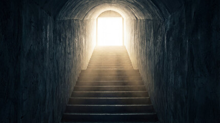 Obraz premium tunnel stairs to light, hope, future, path, journey