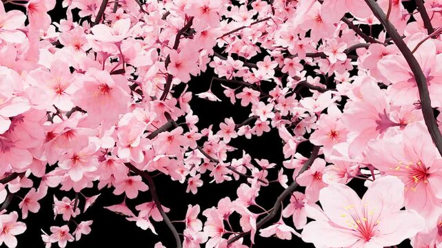 Infinite Zoom into Cherry Blossoms Loop on Transparent Background　B