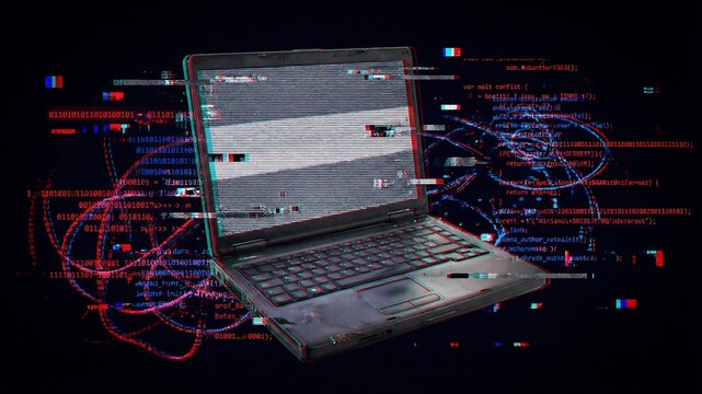 アナログ風ノイズが走る歪んだデスクトップ画面