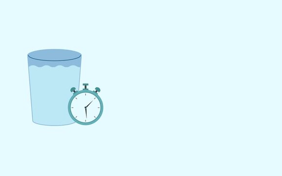 animation time for hydrating with a cup and weker clock illustration for health education