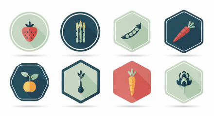 Fototapeta premium Vintage Vegetable and Fruit Icons for Fresh Produce Lovers