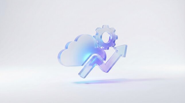 Cloud Computing Growth with Gear and Arrow Icon