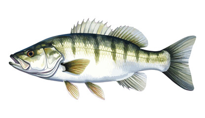 Fototapeta premium Striped bass Fish Watercolor Illustration