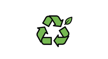 Obraz premium Green recycling symbol with leaf
