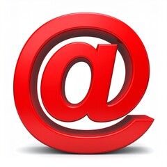 Obraz premium Red 3D At Symbol Email Sign Isolated on White Background