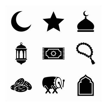 Islamic Symbols and Icons Set.