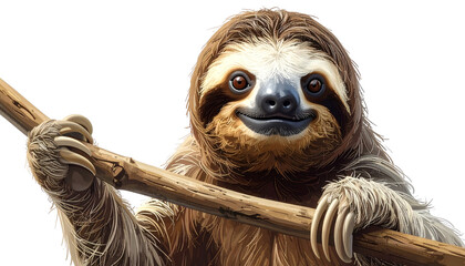 Fototapeta premium A close up portrait of a white faced spider with cute eyes looking from a forest tree in the wild nature