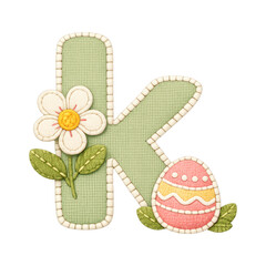 PNG Whimsical letter K with Easter elements.