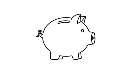 Obraz premium Outlined piggy bank illustration on white background for financial concepts