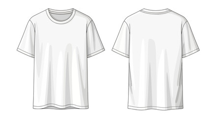 Fototapeta premium Clean vector illustration of white t shirt front and back isolated on white background