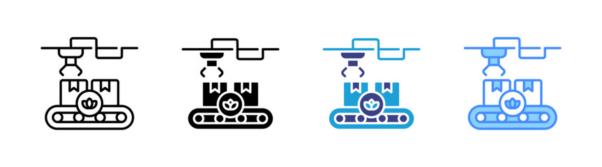 Obraz premium Production Line icon set multiple style collection