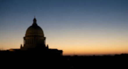 Silhouetted Domed Building at Sunrise or Sunset