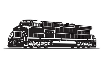 Locomotive Silhouette Side View, Vector Illustration, Isolated on White Background © Thi
