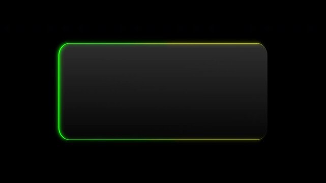 neon glowing  live streaming frame with yellow green gradient lines on black background, futuristic digital border loop for text or logo placement.