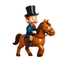 Fototapeta premium PNG Gentleman riding cartoon horse.