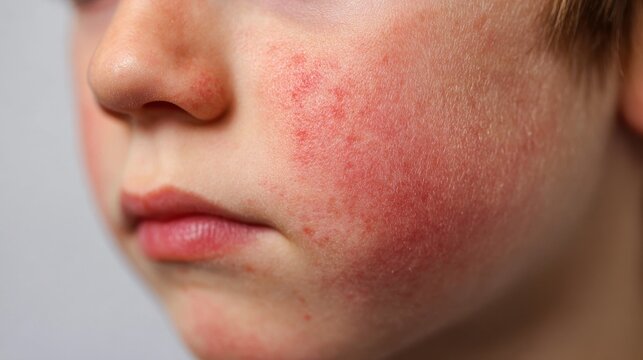 Red cheeks in a child due to eczema dryness or allergy