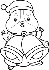 Fototapeta premium Coloring pages of Cute set of hamster sticker with christmas activity. Outline of hamster 