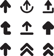 Obraz premium Upload and arrow vector icon set for cloud computing and file transfer UI