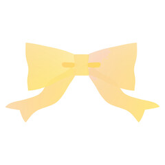 イエローの水彩グラデーションのリボン装飾　手描き風リボンとバッジ素材集 © moonillust