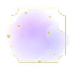 紫色の水彩にじみグラデーションと角凹み四角形の金色ラインの装飾フレーム エレガントな抽象背景素材集 © moonillust