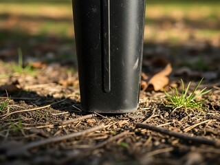 Obraz premium Monochrome gardening container nestled in natural outdoor setting shot