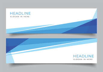 Abstract modern business cover blue geometric triangle web banner horizontal collection set background