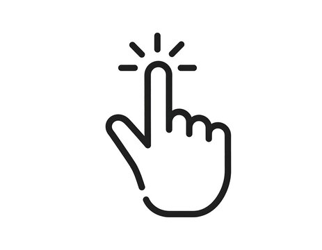A pointing index finger with lines emanating from the tip