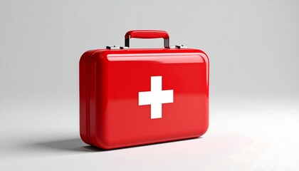 Fototapeta premium A red first aid kit with a white cross