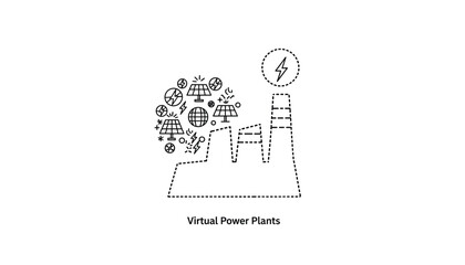 Innovative virtual power plant concept with renewable energy icons