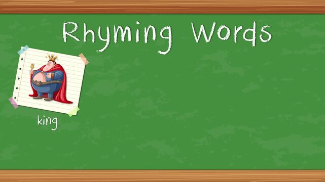 Educational Rhyming Word Animation with King Ring Wing and Swing