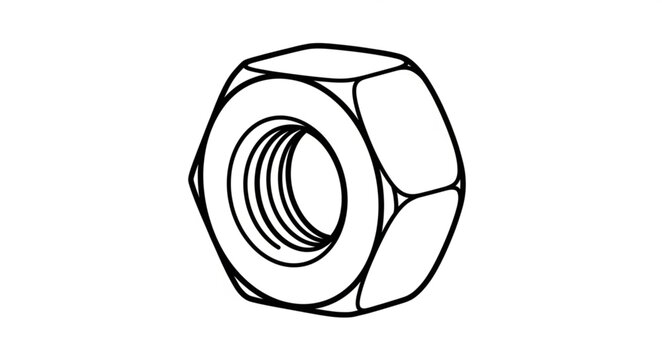 Close-up of a hexagonal nut, a common mechanical fastener.