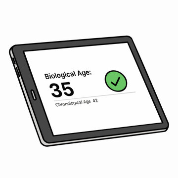 Biological Age Check On Tablet Display.