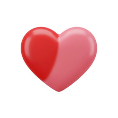 Fototapeta premium 3D Rendered Heart Shape with Red and Pink Halves on Black Background love symbol isolated on a transparent background