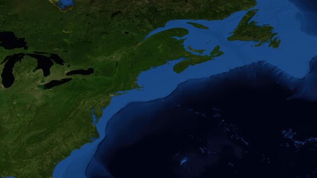 Satellite Map Zoom Animation to Montpelier Vermont United States