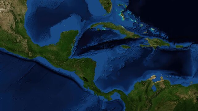 Satellite Map Zoom Animation From World View To Belize City Belize