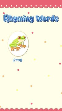 Educational Vertical Animation Teaching Rhyming Words with Frog Dog Log and Hog