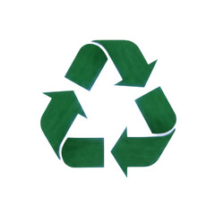 Obraz premium Green Wood Texture Recycle Symbol Against Black Background