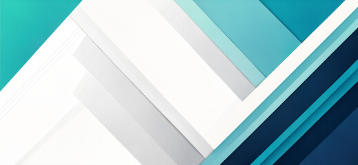 layered geometric composition with diagonal planes in teal light blue and white colors featuring sharp angles and modern flat shapes in a clean arrangement.