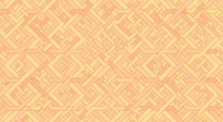 Soft pastel yellow and peach abstract geometric seamless pattern an intricate interlocking line art background texture for modern digital and print designs