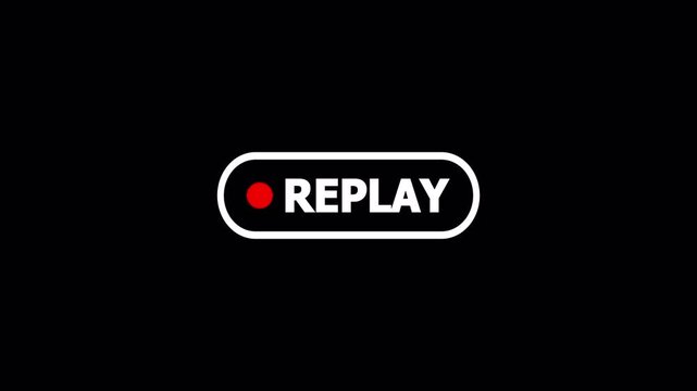 Rewind Replay Icon Animation &ndash; Clean Text and Symbol on Transparent Background