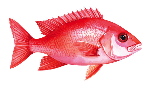 Northern Red Snapper Fish Watercolor Illustration