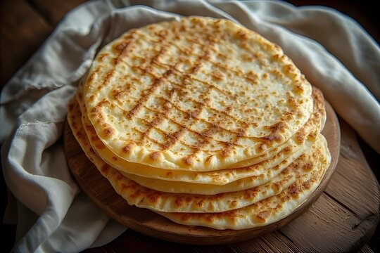 norwegian potato lefse on a wooden board