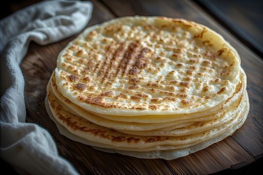 norwegian potato lefse on a wooden board
