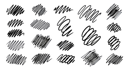 Fototapeta premium Collection of Hand Drawn Scribble Textures and Brush Strokes.
