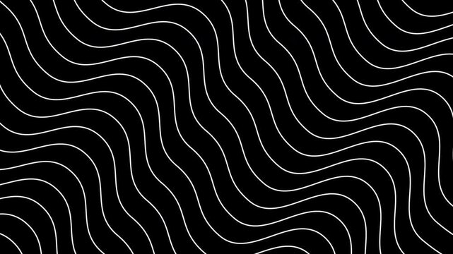 Abstract element White lines on black background move in a continuous motion