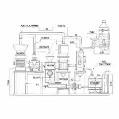 Detailed laboratory equipment schematic drawing diagram.