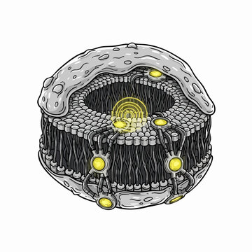 Detailed Cross Section Of A Biological Cell.