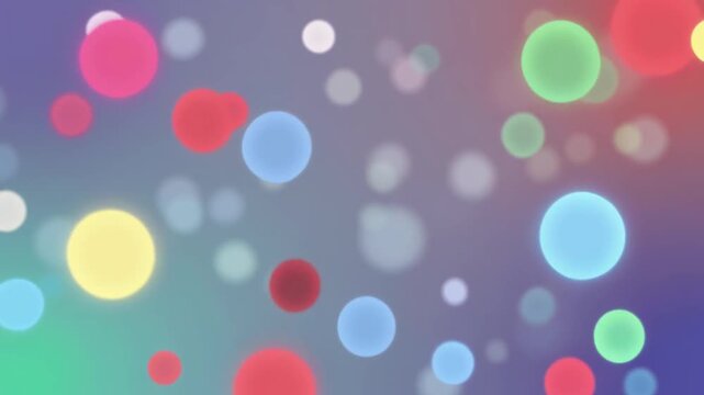 "Abstract background featuring translucent and opaque circles of varying sizes in shades of red, blue, green, yellow, purple, and white. The circles overlap across a gradient backdrop transitioning fr