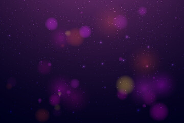 Obraz premium Blurred bokeh light on dark background. Defocused blinking stars and sparks. Abstract vector illustration.
